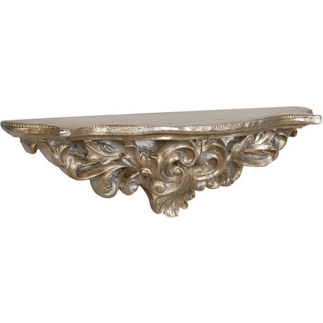 Wooden shelf with antique silver leaf finish Made in Italy L45xPR12,5xH14 cm