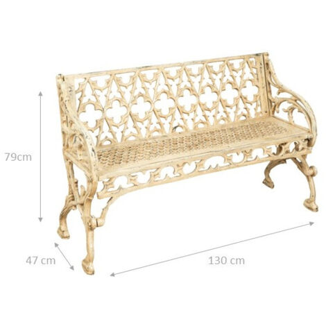 Outdoor bench Cast iron bench 130x47x79 Outdoor bench and indoor, 2 seater chair Antique style Garden sofa Bench with armrests