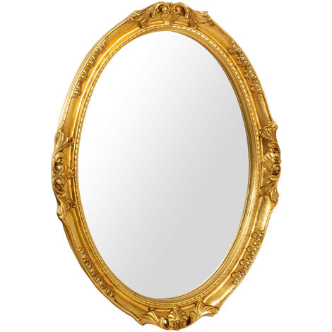 WOODEN WALL MIRROR WITH ANTIQUE GOLD LEAF FINISH MADE IN ITALY (1/5)