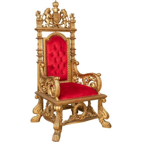 Red and deals gold throne chair