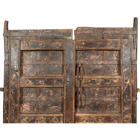 Solid wood and iron door for interior or exterior use, old medieval door sliding