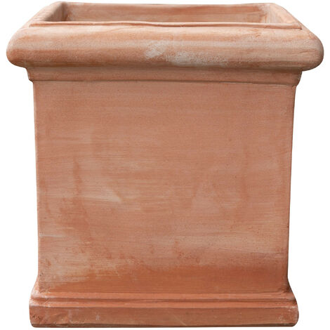 Terracotta cube vase Outdoor pot Flower pot 44x44 cm Made in Italy Square planter Garden vase Handmade Pot for plants