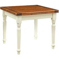 Country-style solid lime wood antiqued white frame walnut top extensible table. Made in Italy