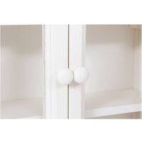 Country-style solid lime wood antiqued white finish hanging display case. Made in Italy
