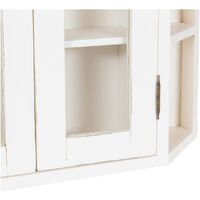 Solid lime wood antiqued white finish notched display cabinet. Made in Italy
