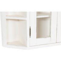Solid lime wood antiqued white finish notched display cabinet. Made in Italy