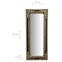 Wall-mounted and wall-hung vertical/horizontal mirror L35xPR4xH82 cm silver and black antiqued finish
