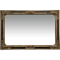 Wall-mounted and wall-hung vertical/horizontal mirror L60xPR4xH90 cm silver and black antiqued finish