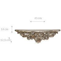 Wooden shelf with antique silver leaf finish Made in Italy L45xPR12,5xH14 cm