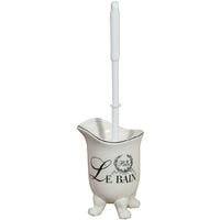 White porcelain toilet brush holder decorated "Le Bain Paris" L12xPR10xH16,2 cm