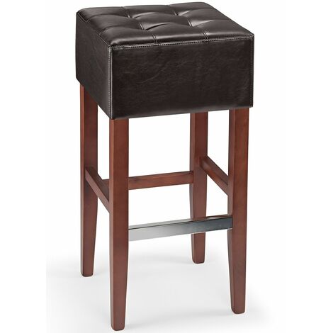 Primo Bar Stool Brown Real Bonded Leather Walnut Frame - Brown