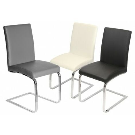 Derick Cream Chrome Chair Grey, Brushed Chrome Grey Dining Chairs