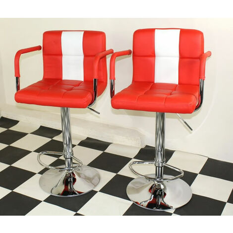 Boston Bar Stool Red Height Adjustable - Red