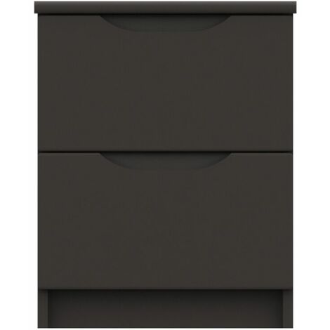 Sinata Gloss Two Drawer Bedside Table Graphite Gloss
