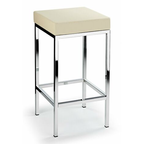 Ernest Bar Stool Padded Seat Chrome Frame Fixed Height - Cream - Red