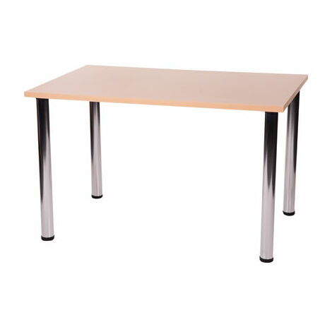Fabian Large Or Small Rectangular Table has 4 Chrome Legs Table Beech Laminate 1200x800mm Rectangular