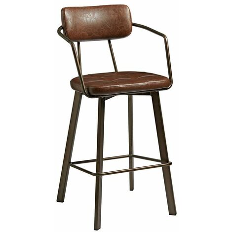 Awne Bar Stool - Old Anvil - Fauz Leather - Brown