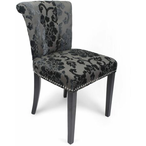Windsor Baroque Velvet Charcoal Accent Chair - Charcoal