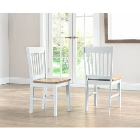 Gersey Oak And White Dining Chairs (Pairs) - Oak/White