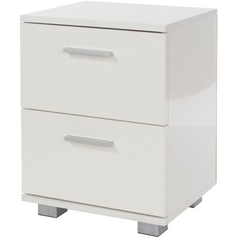 White nightstand deals with silver handles