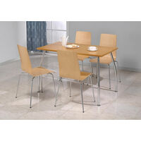 Lingham Wood Set Rectangular Beech Chrome Table 4 Chairs