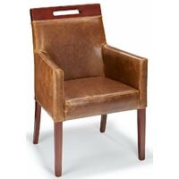 Avon Tan Real Leather Tub Relaxing Chair Walnut Legs - Brown