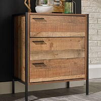Hector 3 Drawer Chest Distressed Oak Effect - Brown