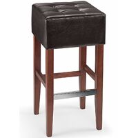 Primo Bar Stool Brown Real Bonded Leather Walnut Frame - Brown