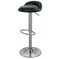 Balkan Adjustable Bar Stool With Faux Leather Seat And Brushed Chrome Base - Black