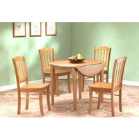 Wood Round Extending Table 4 Chairs Brown Wood