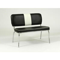 Chicago 50'S Chair Bench Black White Chrome Frame Legs - Black