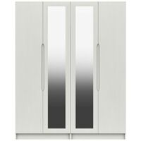 Sinata Tall Four Door Gloss Mirror Wardrobe White Gloss Gloss - White Gloss