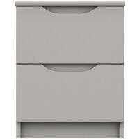 Sinata Gloss Two Drawer Bedside Table Light Grey Gloss - Light Grey Gloss