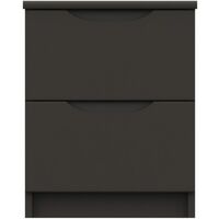 Sinata Gloss Two Drawer Bedside Table Graphite Gloss