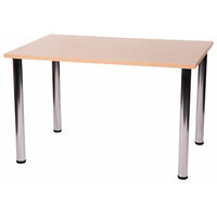Fabian Large Or Small Rectangular Table has 4 Chrome Legs Table Beech Laminate 1200x800mm Rectangular