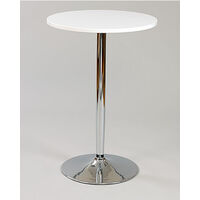 Farley Tall White Poseur Shiny Chrome Frame White Round Table Top White 60 cm