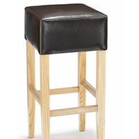 Felix Wood Bar Stool Leather - 3 Colours Brown Bonded Leather Oak - Brown