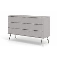 Augustine Grey 3+3 Drawer Wide Chest Of Drawers - Grey
