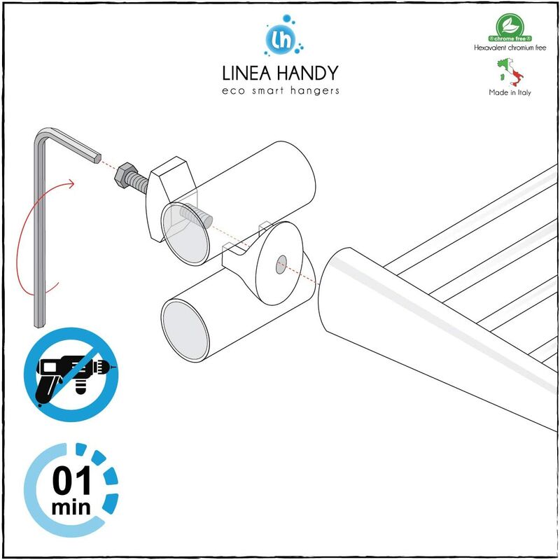 Handy Up - Portasciugamani, si Fissa Direttamente sul Radiatore  Scaldasalviette - Bianco