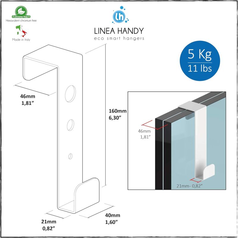 Set 2 Pezzi Portasciugamano per Box Doccia – Gancio Appendi Asciugamano in  Alluminio - Grigio