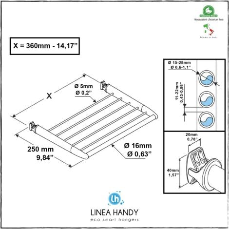 Accessori bagno Handy Up mensola porta asciugamano da cm 36 per termoarredo  cromo - Edilcaputo Negozio Online