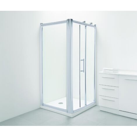 Ondee – Paroi latérale de douche fixe 80x190cm – Verre trempé 8mm – Finition chromée – Traitement anticalcaire – Installation en angle (1/3)