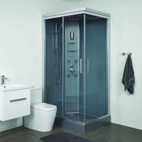 ONDEE ZEN - Cabine de douche hydromassante SERY - Porte coulissante - Chromé - 120x80cm (1/4)