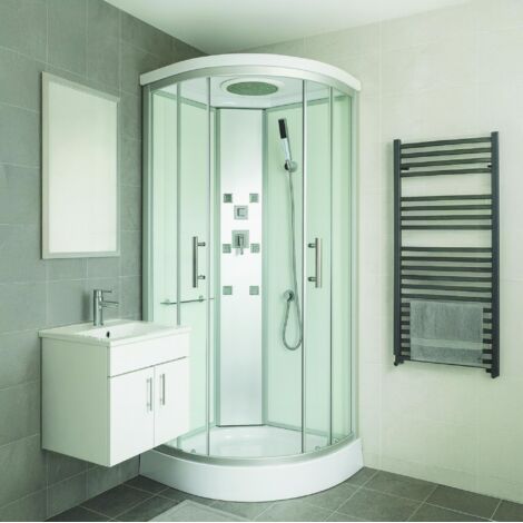 ONDEE ZEN - Cabine de douche hydromassante MERIDA - Porte coulissante - quart de cercle 80cm