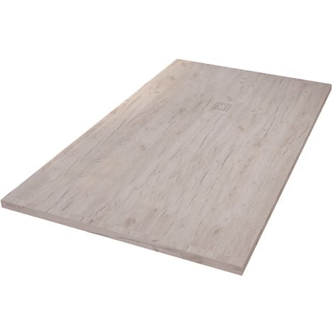 Receveur de douche  NOLA 3 - 90x160x3 - Résine - Nature bois - Bonde - Découpable