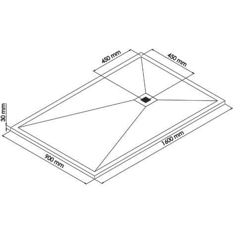 Receveur de douche  NOLA 3 - 90x160x3 - Résine - Nature bois - Bonde - Découpable