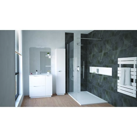 ONDEE ZEN - Meuble de salle de bain à poser PALERMO - 80cm - Blanc - laqué - Livré en kit