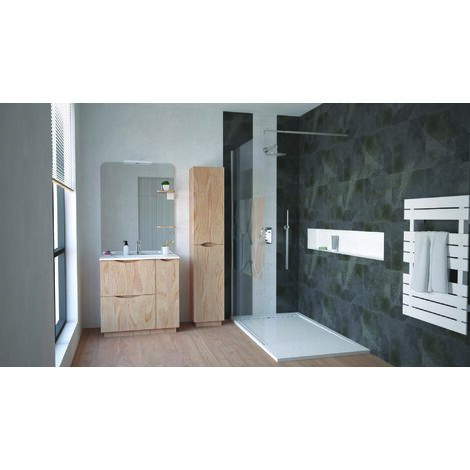 ONDEE ZEN - Meuble de salle de bain à poser PALERMO - 80cm - Bois - mélaminé - Livré en kit