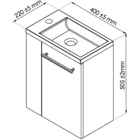 Lave-mains compact SAM - 40cm - Blanc - Laqué - Livré en kit