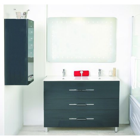 [JAMAIS UTILISE] ONDEE ZEN - Demi-colonne de rangement  ALAN - L35cm - Poivre - Laqué brillant